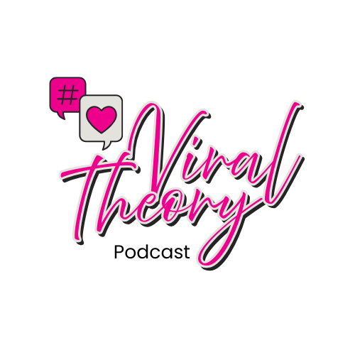 Pink and Grey Modern Viral Theory Marketting Agency Logo